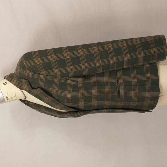 USA Made Wool Plaid Blazer Quality Classic Olive w Tan Tailored Sporting sz12 - Picture 7 of 12